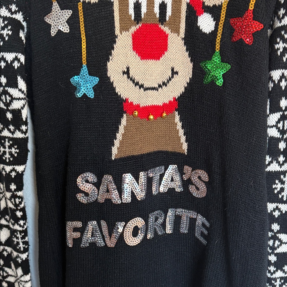 No Boundaries Black Reindeer Holiday Sweater - Picture 6 of 11